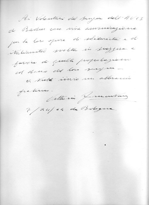 1965 Ringraziamento di Vittorio Formentano